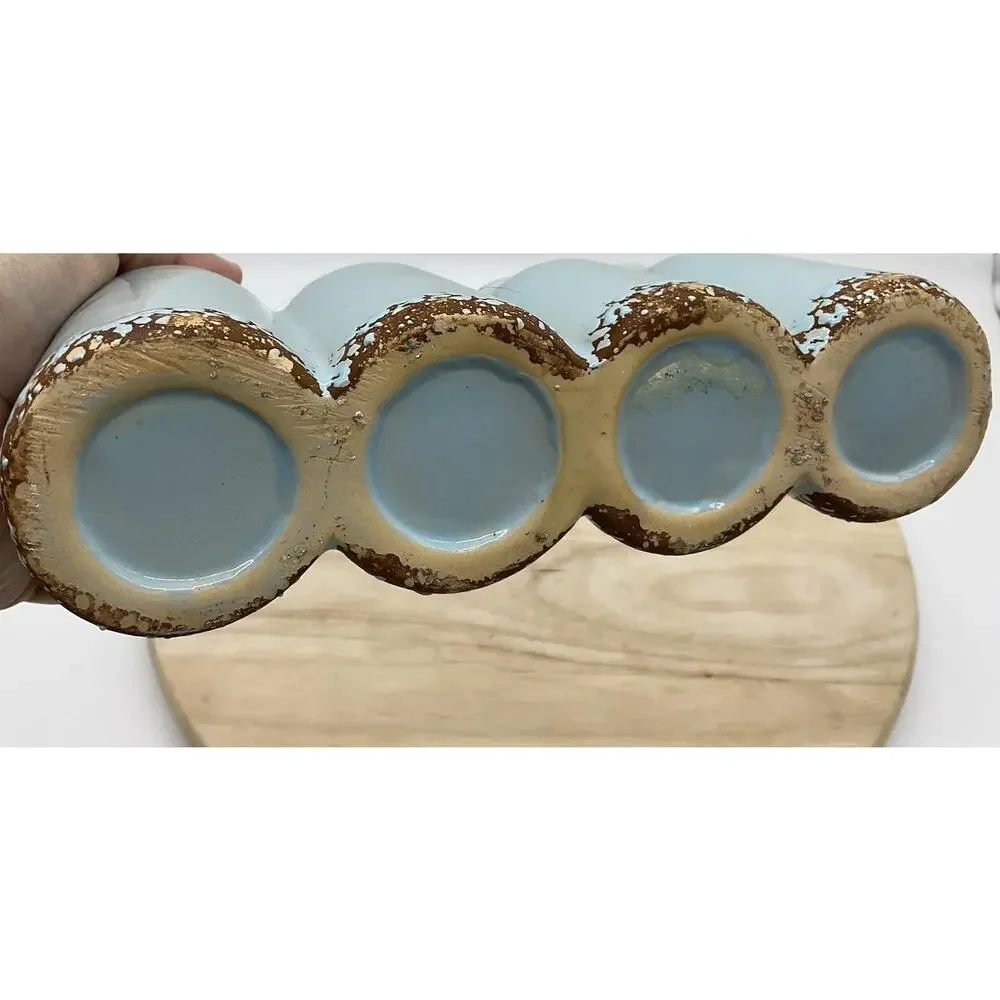 Ceramic‎ GROW Bud Vase Blue Bottle Shape Rustic Farmhouse Floral Decor Tabletop